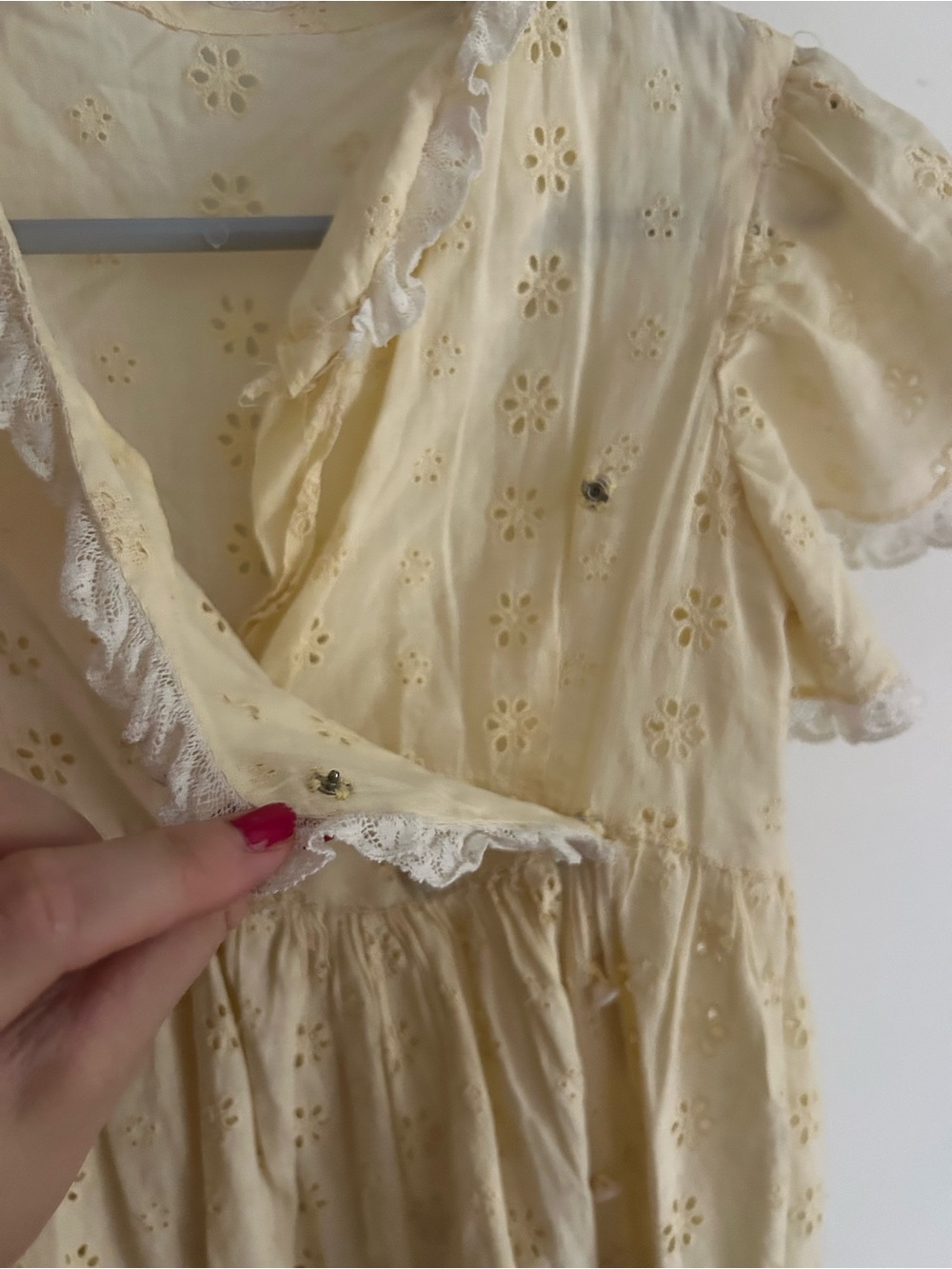 Girls Cream Eyelet Ruffle Dress - Picture 3 of 7